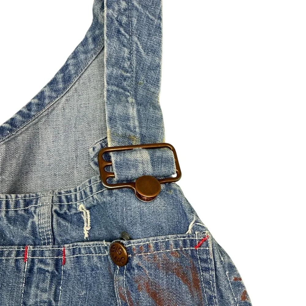Vintage Big Mac 70s denim bib overalls USA made waist 31/32, 27 in inseam